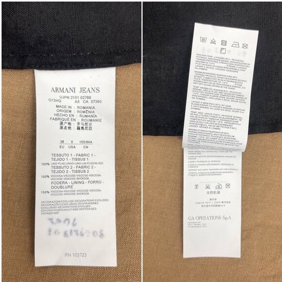 AJ Armani Jeans Linen Colorblock Panel A-Line Skirt - Picture 9 of 9